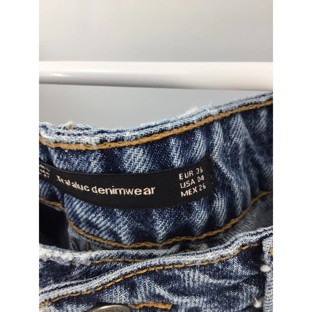 Zara Womens Size 4 Blue Denim Jean Cut Off Shorts Distressed - Picture 9 of 15